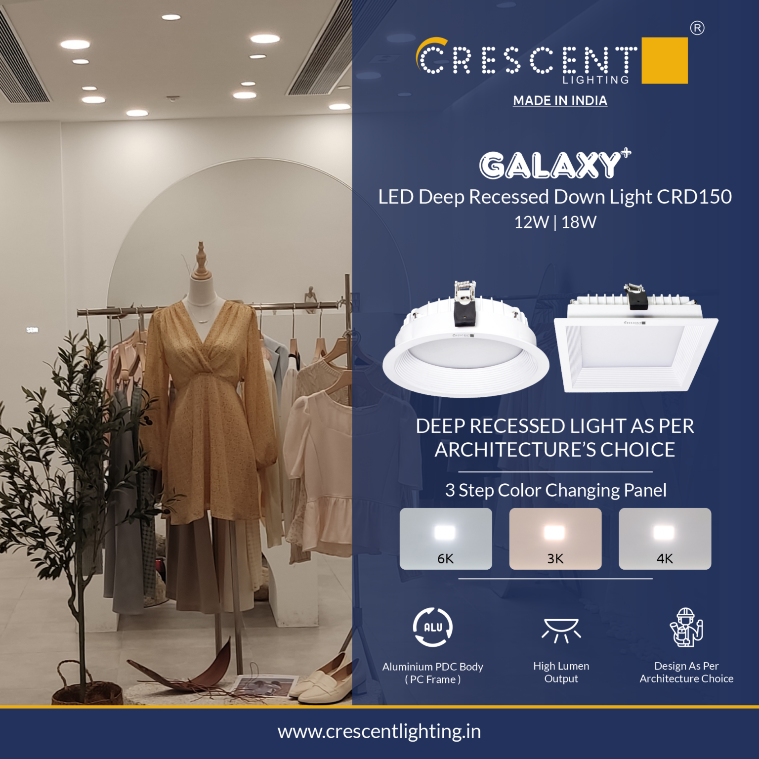 CRD150 - GALAXY+ - Recessed Backlit Panel Light - Crescent Lighting